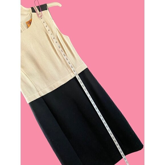Tory Burch Tweed Wool Sheath Dress size 10 Black Off White Shift - Picture 3 of 14
